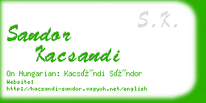 sandor kacsandi business card